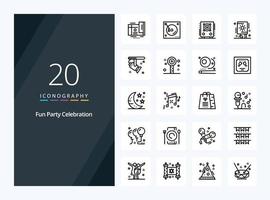 20 Party Outline icon for presentation vector