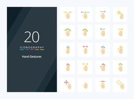 20 Hand Gestures Flat Color icon for presentation vector