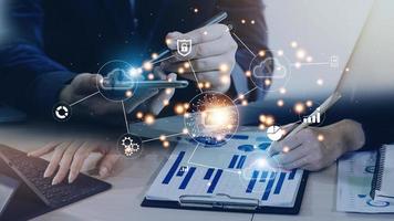 Digital transformation technology strategy, IoT, internet of things. transformation of ideas and the adoption of technology in business in the digital age, enhancing global business capabilities. Ai photo