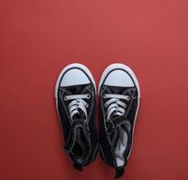 pair of black old textile sneakers photo