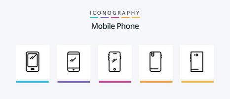 paquete de iconos de línea de teléfono móvil 5 que incluye .. diseño de iconos creativos vector