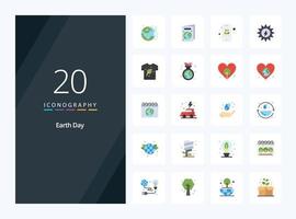 20 Earth Day Flat Color icon for presentation vector