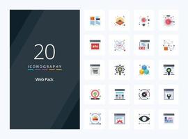 20 Web Pack Flat Color icon for presentation vector