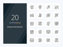 20 Startups And New Business Outline icon for presentation vector