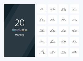 20 Mountains Outline icon for presentation vector