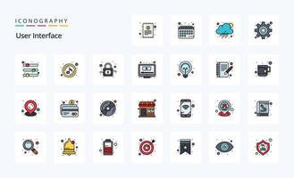 25 User Interface Line Filled Style icon pack vector