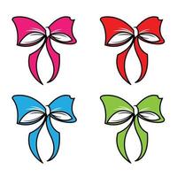 bowknot o cinta de dibujos animados de vector de arco para decorar regalos en navidad o fiesta de cumpleaños
