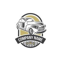 emblemas, insignias y carteles de coches clásicos. servicio de reparación de automóviles, restauración y elementos de diseño de clubes de automóviles. signo de hot rod con llama. vector