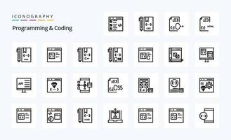 25 Programming And Coding Line icon pack vector