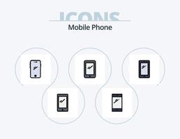 diseño de icono de paquete de 5 iconos llenos de línea de teléfono móvil. . vector