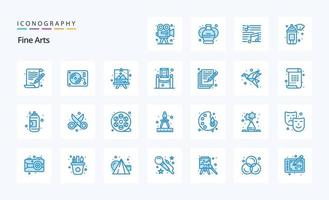 25 Fine Arts Blue icon pack vector