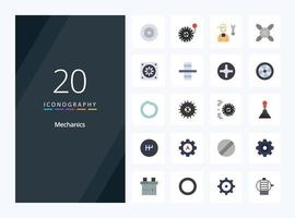 20 Mechanics Flat Color icon for presentation vector