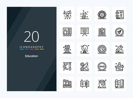 20 Education Outline icon for presentation vector