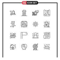 User Interface Pack of 16 Basic Outlines of point map professor location dashboard Editable Vector Design Elements