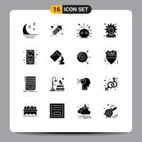 conjunto moderno de 16 glifos y símbolos sólidos, como archivos de solución de Halloween, elementos de diseño de vectores editables de dinero