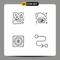 4 Thematic Vector Filledline Flat Colors and Editable Symbols of care computer people page fan Editable Vector Design Elements