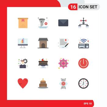 16 Flat Color concept for Websites Mobile and Apps development coding trash browser chat Editable Pack of Creative Vector Design Elements