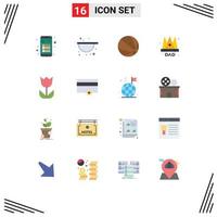 Group of 16 Modern Flat Colors Set for macro camera education king emperor Editable Pack of Creative Vector Design Elements