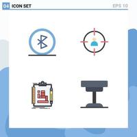 conjunto de 4 paquetes de iconos planos comerciales para elementos de diseño vectorial editables de esquema humano de red de algoritmo bluetooth vector