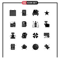 conjunto de 16 iconos de interfaz de usuario modernos signos de símbolos para medios limpios agregar vehículos estrella elementos de diseño vectorial editables vector