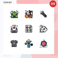 Set of 9 Modern UI Icons Symbols Signs for plus document flashlight subscription email Editable Vector Design Elements