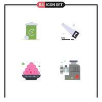 paquete de interfaz de usuario de 4 iconos planos básicos de bin india recycilben herramientas picadora de alimentos elementos de diseño vectorial editables vector