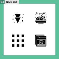 4 Universal Solid Glyphs Set for Web and Mobile Applications arrow mark chinese food grid web Editable Vector Design Elements