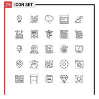 Universal Icon Symbols Group of 25 Modern Lines of basic web nature site design Editable Vector Design Elements