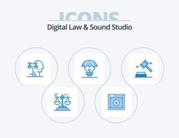 Digital Law And Sound Studio Blue Icon Pack 5 Icon Design. defence. proteced ideas. law. law. human vector