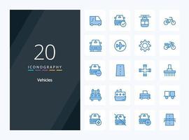 20 Vehicles Blue Color icon for presentation vector