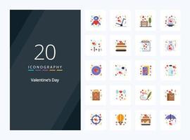 20 Valentines Day Flat Color icon for presentation vector