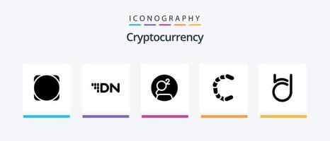 paquete de iconos de glifo de criptomoneda 5 que incluye moneda. cripto moneda criptográfica. moneda. diseño de iconos creativos vector