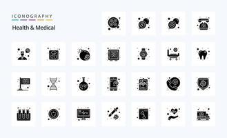 25 Health And Medical Solid Glyph icon pack vector