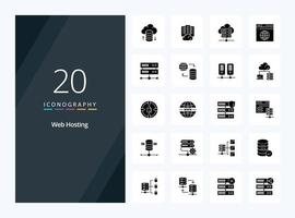 20 Web Hosting Solid Glyph icon for presentation vector