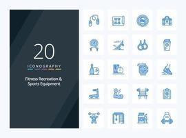 20 Fitness Recreation And Sports Equipment Blue Color icon for presentation vector