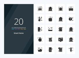 20 Smart Home Solid Glyph icon for presentation vector