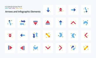 25 Arrow Flat color icon pack vector