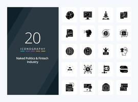 20 Naked Politics And Fintech Industry Solid Glyph icon for presentation vector