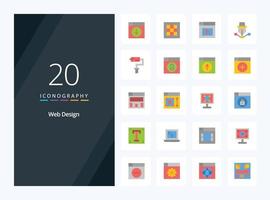 20 Web Design Flat Color icon for presentation vector