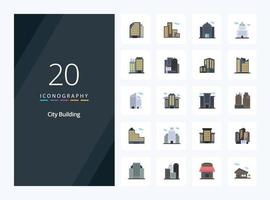 20 City Building Flat Color icon for presentation vector
