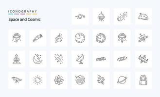 25 Space Line icon pack vector