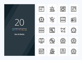 20 Seo  Media Outline icon for presentation vector