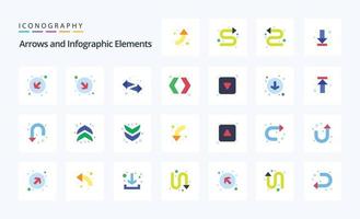 25 Arrow Flat color icon pack vector