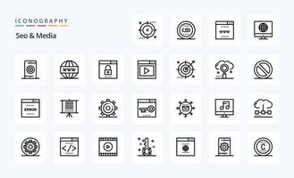 25 Seo  Media Line icon pack vector