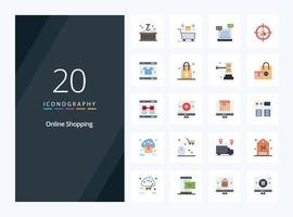 20 Online Shopping Flat Color icon for presentation vector