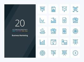 20 Business Marketing Blue Color icon for presentation vector