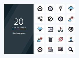 20 User Experience line Filled icon for presentation vector