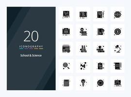 20 School And Science Solid Glyph icon for presentation vector