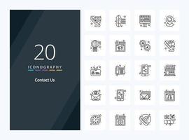 20 Contact Us Outline icon for presentation vector