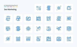 25 Seo Marketing Blue icon pack vector